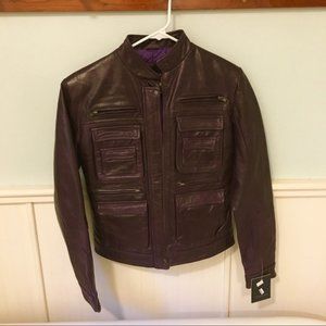 NWT FUN 100% Leather Purple/ Plum Jacket